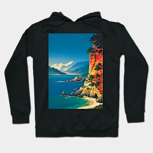 Tourism Poster - Coastal Print of Cliffs Near the Beach Hoodie